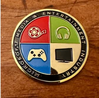 A Microsoft Media & Entertainment Industry challenge coin