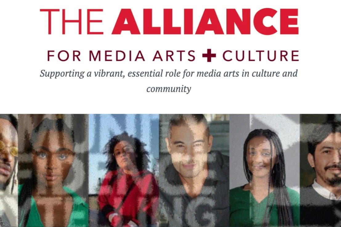 The Alliance for Media Arts + Culture logo above a row of portraits of independent media makers