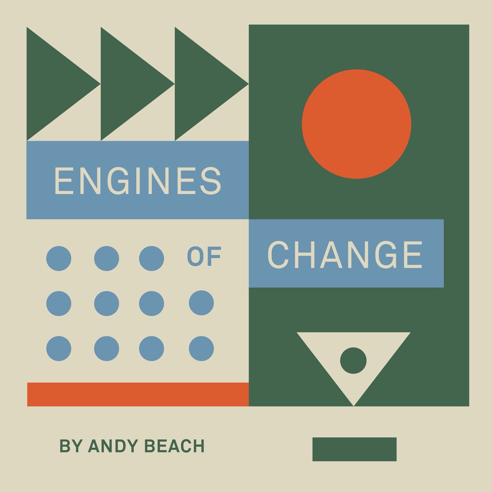 Engines of Change wordmark by Andy Beach, Bauhaus-style geometric design